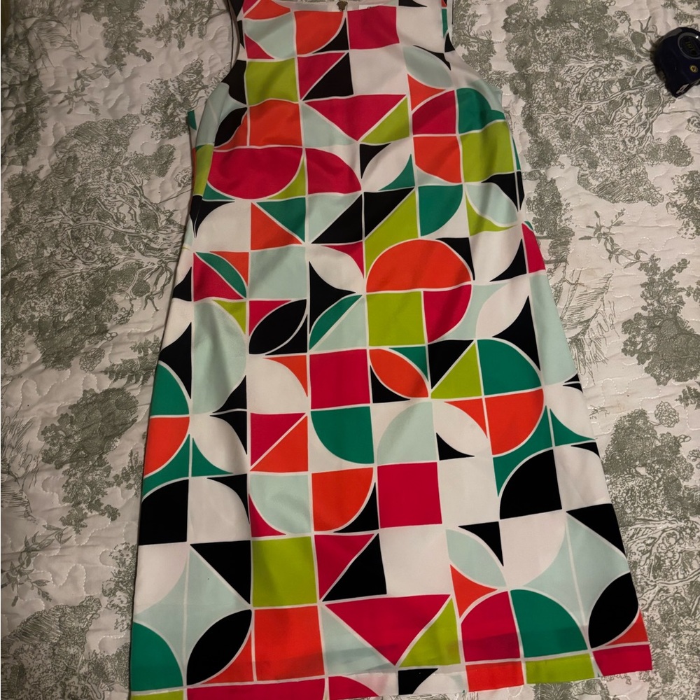 Crown & Ivy sz 4 Geometric Multicolor Sleeveless Dress mod retro sleeveless - Picture 12 of 14